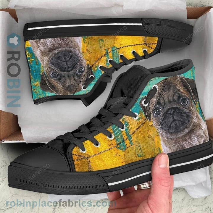 Pug Dog Colorful Canvas High Top Shoes