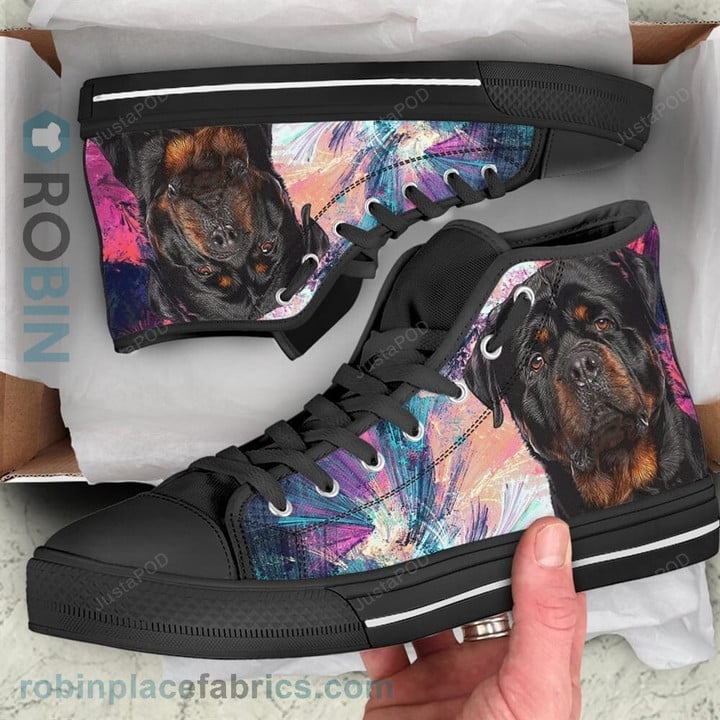 Rottweiler Dog Colorful Canvas High Top Shoes