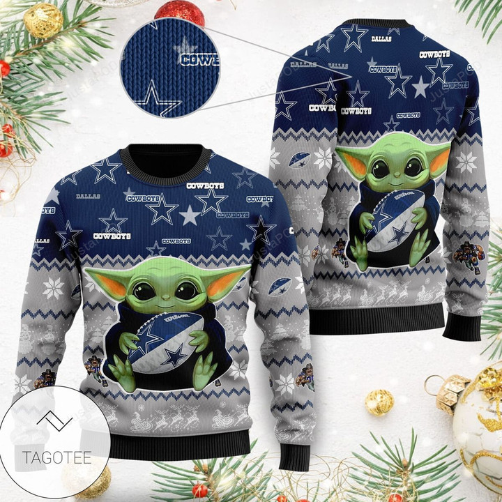 Dallas Cowboys Baby Yoda Ugly Christmas Sweater Holiday Xmas Party