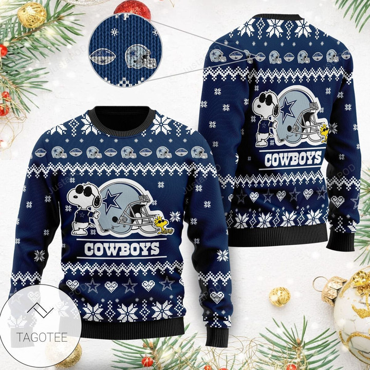Dallas Cowboys Cute The Snoopy Show Football Helmet 3D All Over Print Ugly Sweater Shirt