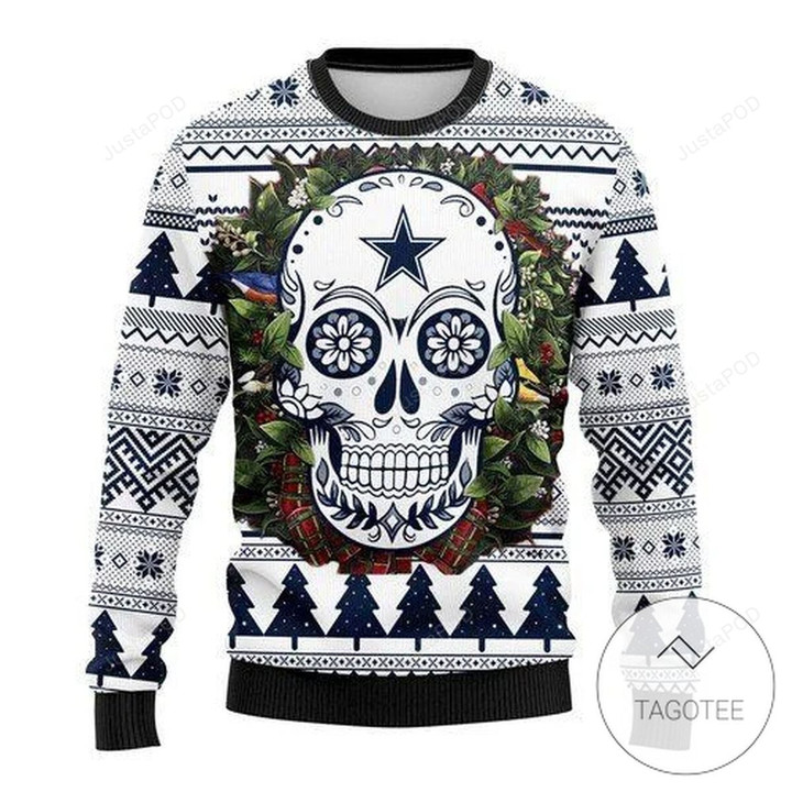 Nfl Dallas Cowboys Skull Flower Ugly Christmas Sweater, All Over Print Sweatshirt