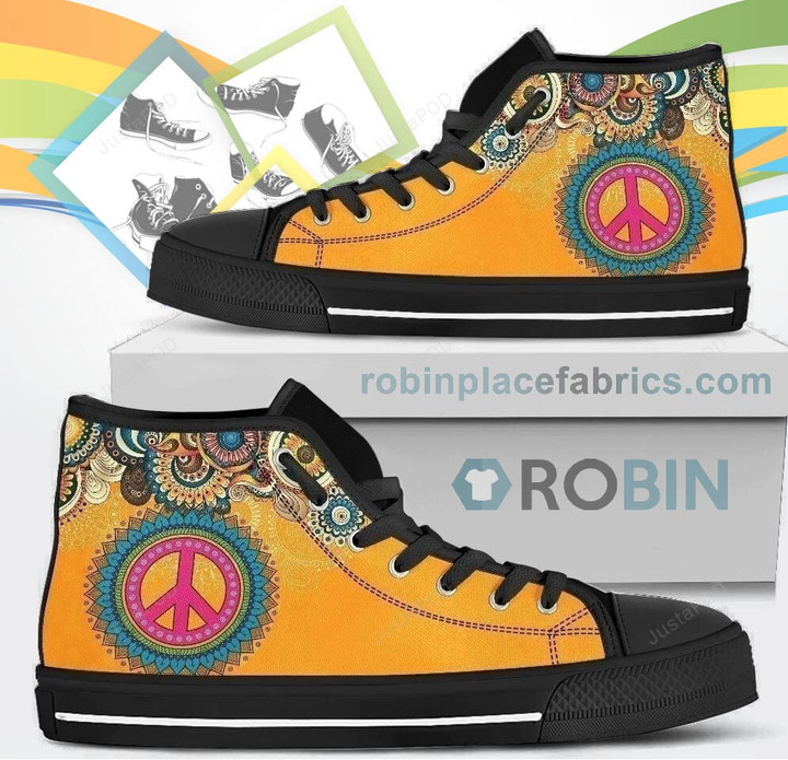 Hippie Peace Sign Canvas High Top Shoes