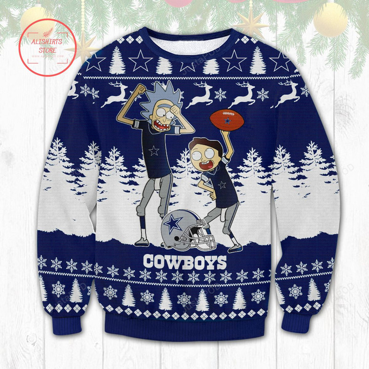 Dallas Cowboys Rick Morty Ugly Christmas Sweater
