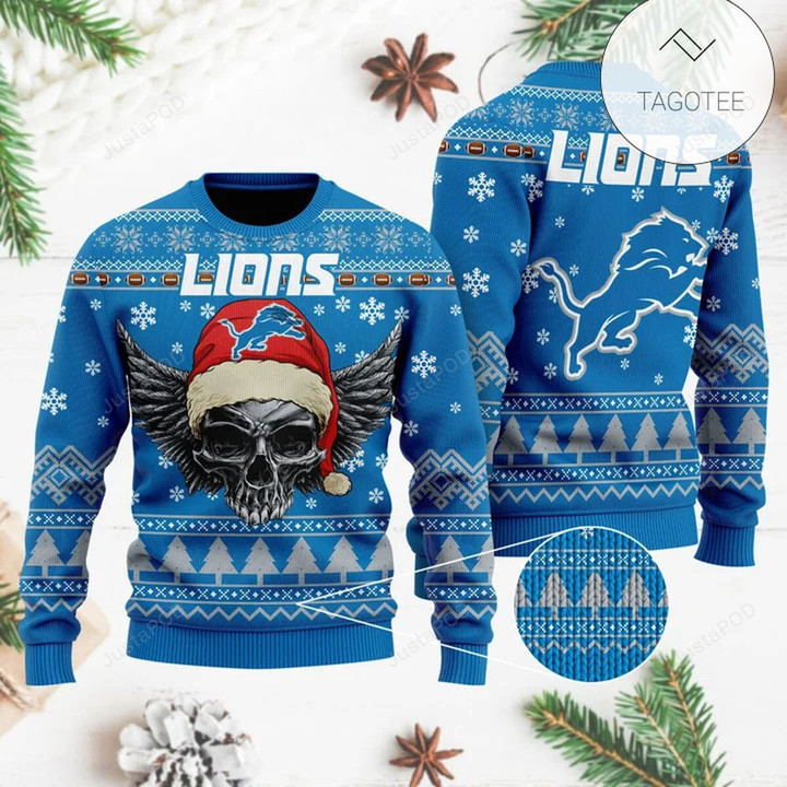 NFL Detroit Lions Ugly Christmas Sweater Skull Xmas