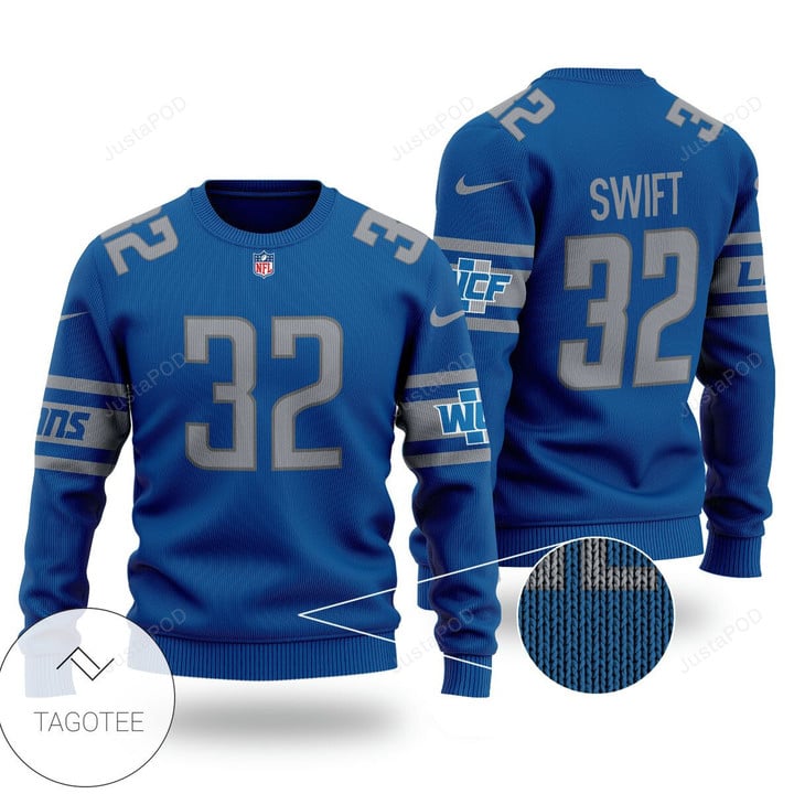 Swift No 32 Detroit Lions Nfl Ugly Christmas Sweater