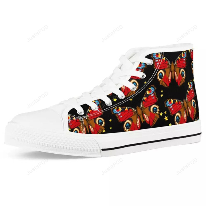 Red Butterfly White High Top Shoes
