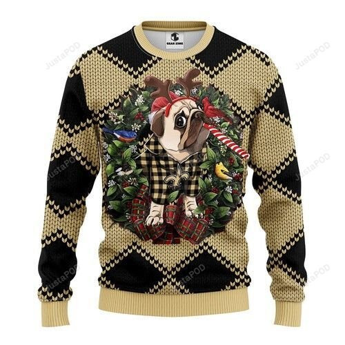 Nfl New Orleans Saints Pug Dog Ugly Christmas Sweater, All...