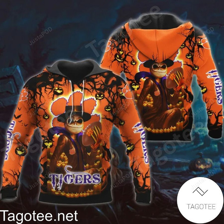 Clemson Tigers Jack Skellington Halloween 3D Hoodie Zip Hoodie, NCAA 3D All Over Print Hoodie Zip Hoodie