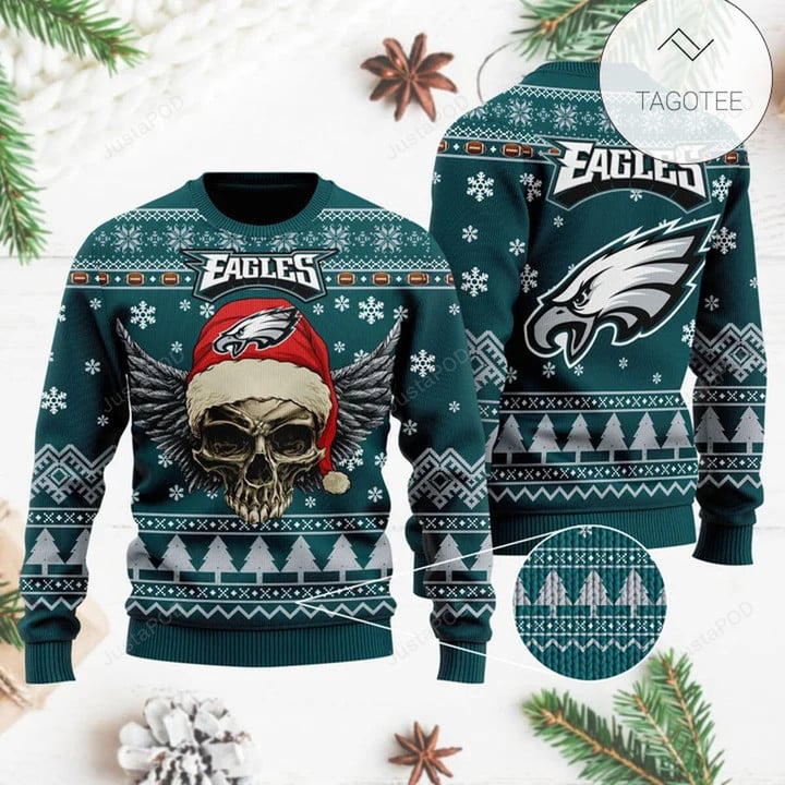 NFL Philadelphia Eagles Ugly Christmas Sweater Skull Xmas