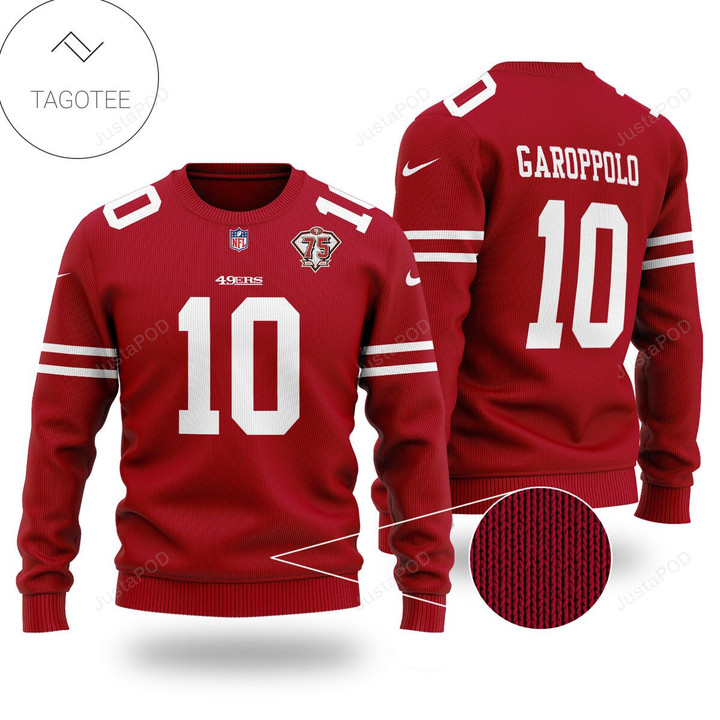 Garoppolo No 10 San Francisco 49ers Red Ugly Christmas Sweater