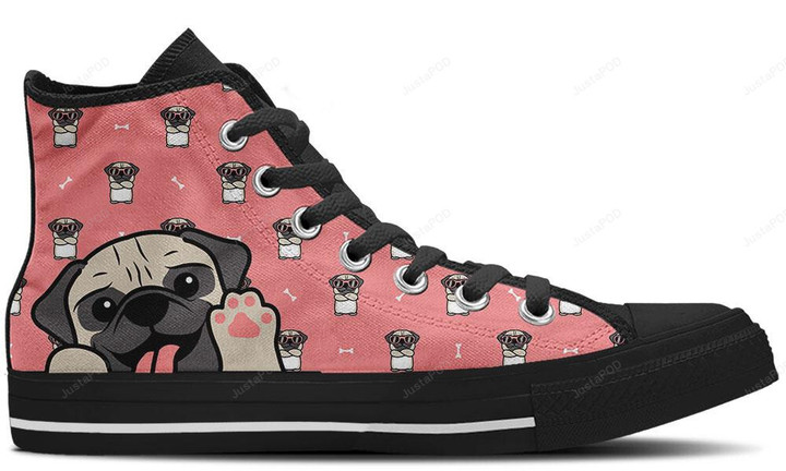 Pug Doodle Pink High Top Shoes