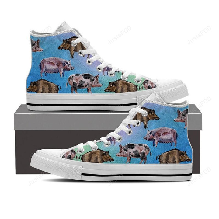 Pig Pattern Blue High Top Shoes