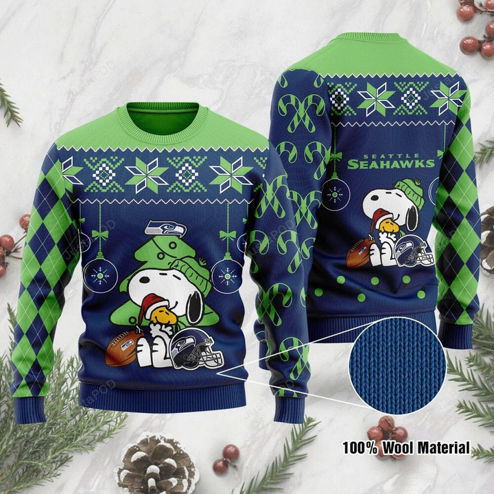 Seattle Seahawks Ugly Sweater Funny Charlie Brown Peanuts Snoopy Ugly Christmas Sweater, Ugly Sweater, Christmas Sweaters