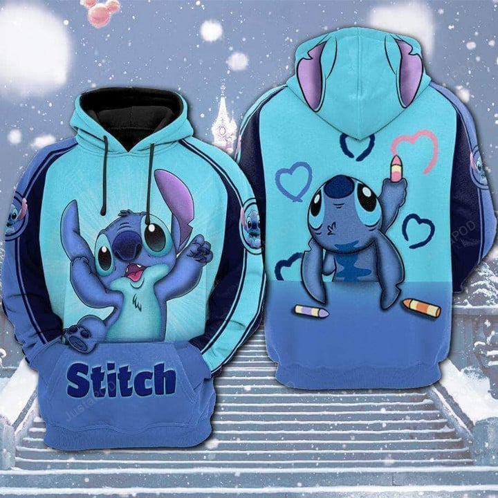 Lilo and Stitch Cute Lover III 1074 3D Hoodie Zip Hoodie, 3D All Over Print Hoodie Zip Hoodie