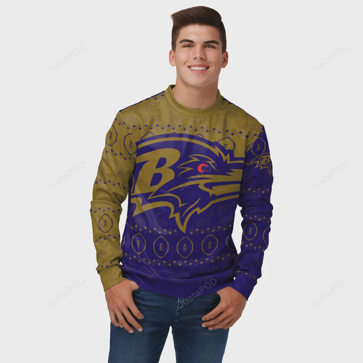 FOCO Men's NFL Baltimore Ravens Ugly Printed Sweater