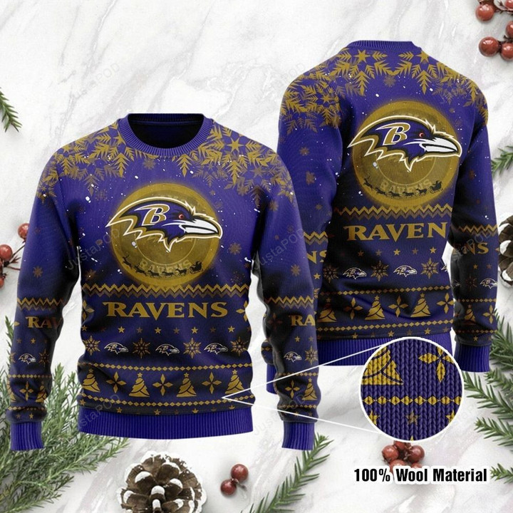 Baltimore Ravens Ugly Sweater Santa Claus In The Moon Ugly Christmas Sweater, Ugly Sweater, Christmas Sweaters