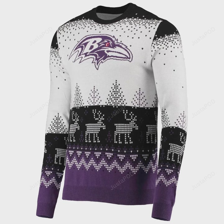 NFL Ugly Sweater XMAS Knit Pullover - Baltimore Ravens