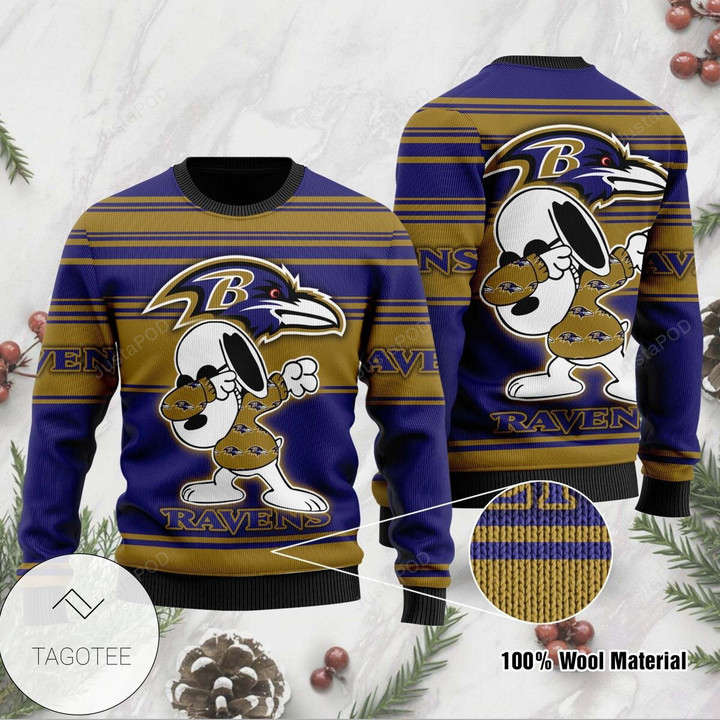 Baltimore Ravens Dabbing Snoopy Ugly Christmas Sweater Holiday Party