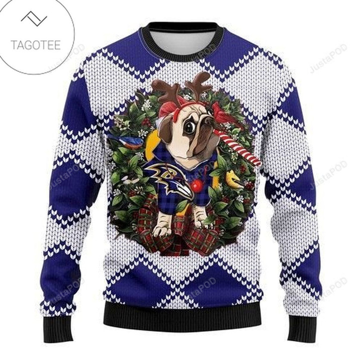 Nfl Baltimore Ravens Pug Dog Ugly Christmas Sweater