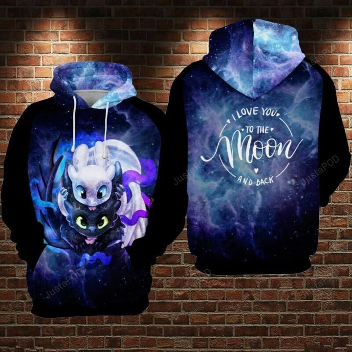 Stitch Cartoon Lilo And Stitch, I Love You To The Moon And Back 3D Hoodie Zip Hoodie, 3D All Over Print Hoodie Zip Hoodie