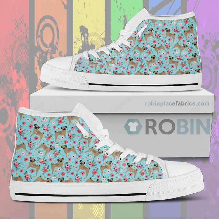 Puggle Flower Canvas High Top Shoes