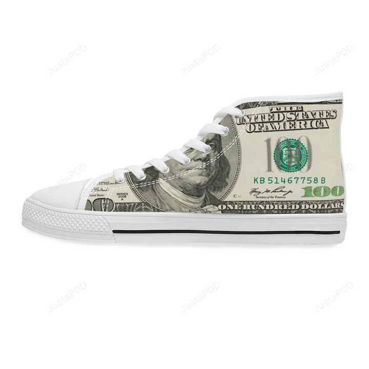 Money Hundred Dollar Bill High Top Shoes