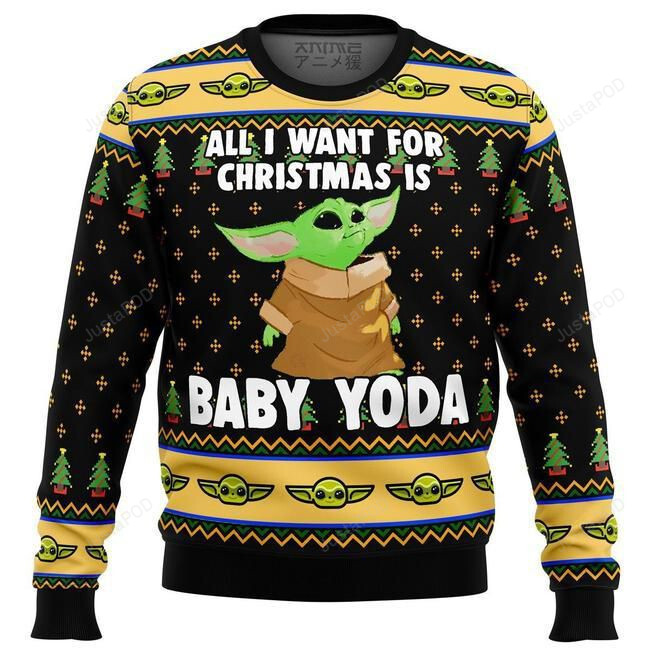 Baby Yoda All I Want Mandalorion Star Wars Christmas Ugly Sweater