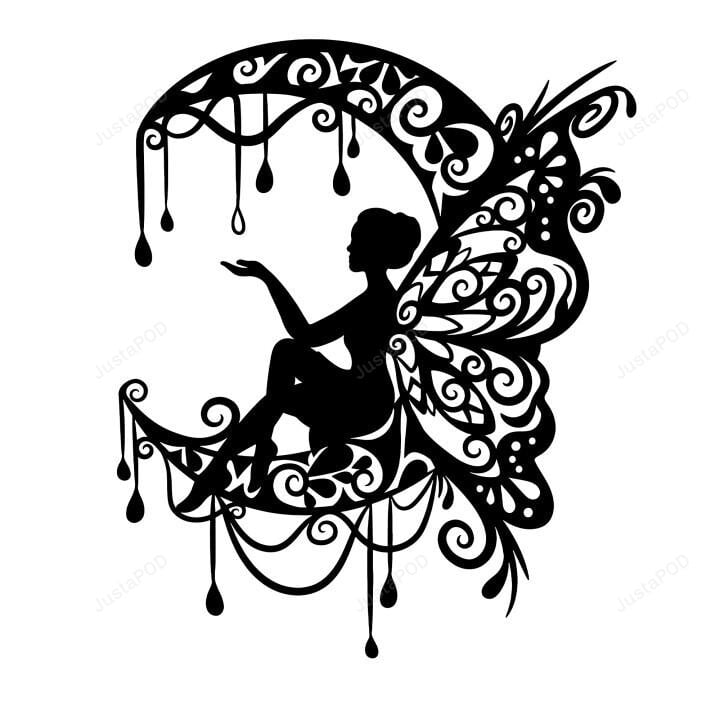 Magic Fairy On The Moon Metal Wall Art With Led Lights, Fairy Sign Decoration For Room, Hobbies Outdoor Home Decor Gift