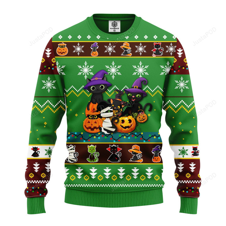 Cat Cute Witcher Noel Mc Christmas Green Ugly Sweater