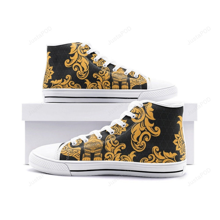 Myanmar Lion Gold And Black High Top Shoes