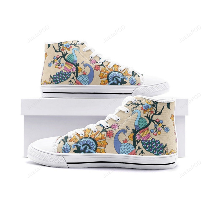 Peacocks and Flowers High Top Shoes