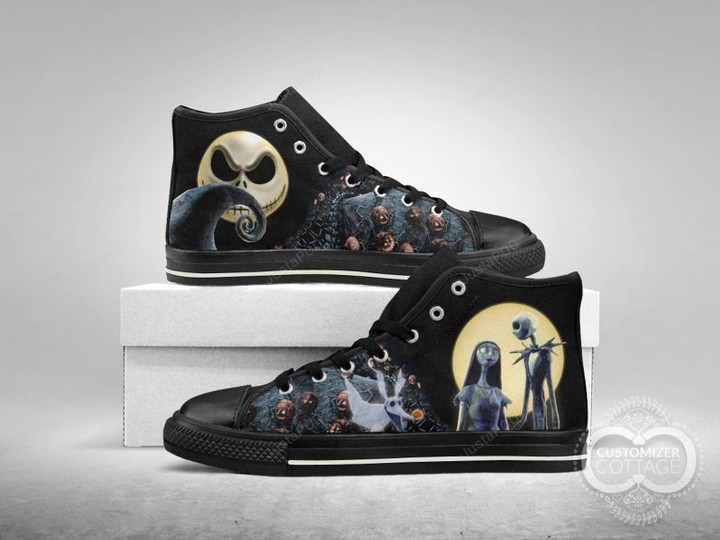 The Nightmare of Jack and Sally Made Black High Top Shoes