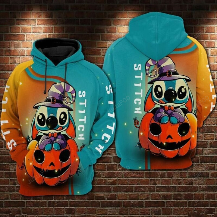 Stitch And Ohana Pumpkin 3D Hoodie Zip Hoodie, 3D All Over Print Hoodie Zip Hoodie