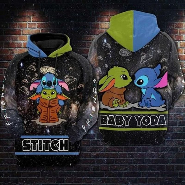 Stitch And Baby Yoda Star Wars 3D Hoodie Zip Hoodie, 3D All Over Print Hoodie Zip Hoodie