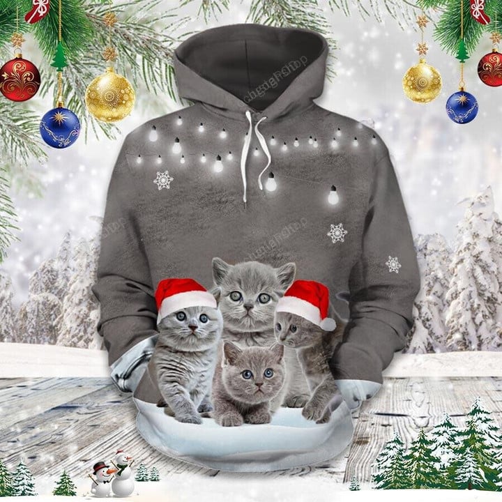 British Shorthair Kittens Cat 3D Hoodie Zip Hoodie, 3D All Over Print Hoodie Zip Hoodie