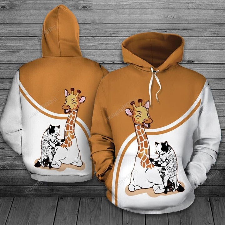 Cat Tattooist Giraffe 3D Hoodie Zip Hoodie, 3D All Over Print Hoodie Zip Hoodie