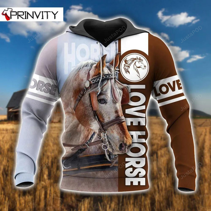 I Love Horse 3D Hoodie Zip Hoodie, 3D All Over Print Hoodie Zip Hoodie Style 12