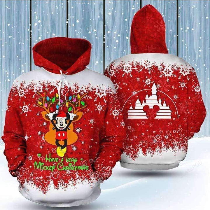 Reindeer Mickey Have A Mickey Christmas 3D Hoodie Zip Hoodie, 3D All Over Print Hoodie Zip Hoodie