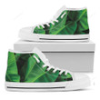 Green Tropical Banana Palm Leaf White High Top Shoes