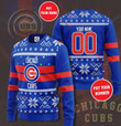 Personalized Chicago Cubs Custom Name+ Custom Nuber Ugly Christmas Sweater