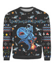 Funny Astronauts Ride A Shark In Space With The Planet Ugly Christmas Sweater