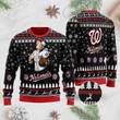 Washington Nationals Player With Ball And Glove Ugly Christmas Sweater