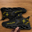 Jesus Is My Savior Walk By Faith Yellow Cross Max Soul Shoes, Light Sports Shoes