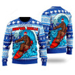 Bigfoot Surfing Swells Ugly Christmas Sweater , Bigfoot Surfing Swells 3D All Over Printed Sweater