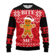 Bite Me Gingerbread Ugly Christmas Sweater , Bite Me Gingerbread 3D All Over Printed Sweater