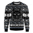 Moon Phases Cute Cat Christmas Wicca Ugly Christmas Sweater, Moon Phases Cute Cat Christmas Wicca 3D All Over Printed Sweater