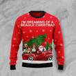 Beagle And Red Truck Ugly Christmas Sweater, Beagle And Red Truck 3D All Over Printed Sweater