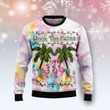 Flamingo Deck The Palms Ugly Christmas Sweater, Flamingo Deck The Palms 3D All Over Printed Sweater