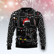 Black Cat With Noel Hat Ugly Christmas Sweater, Black Cat With Noel Hat 3D All Over Printed Sweater