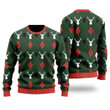 Green Reindeers Xmas Argyle Ugly Christmas Sweater, Green Reindeers Xmas Argyle 3D All Over Printed Sweater